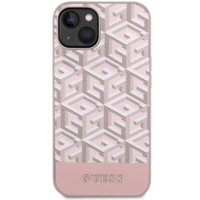 Guess - Guess iPhone 14 Plus Mobilskal MagSafe GCube Stripes - Rosa