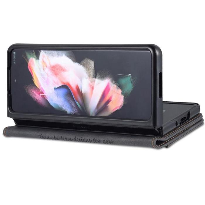 AZNS - AZNS Galaxy Z Fold 4 Plånboksfodral PU Läder Magnetic - Svart