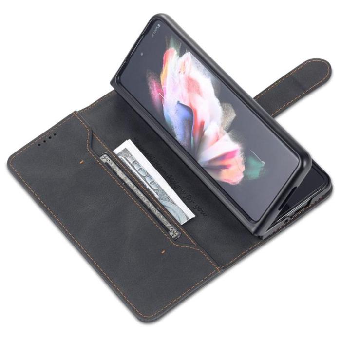 AZNS - AZNS Galaxy Z Fold 4 Plånboksfodral PU Läder Magnetic - Svart
