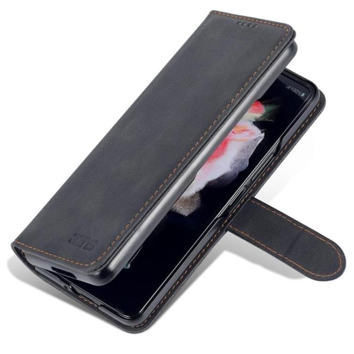 AZNS - AZNS Galaxy Z Fold 4 Plånboksfodral PU Läder Magnetic - Svart