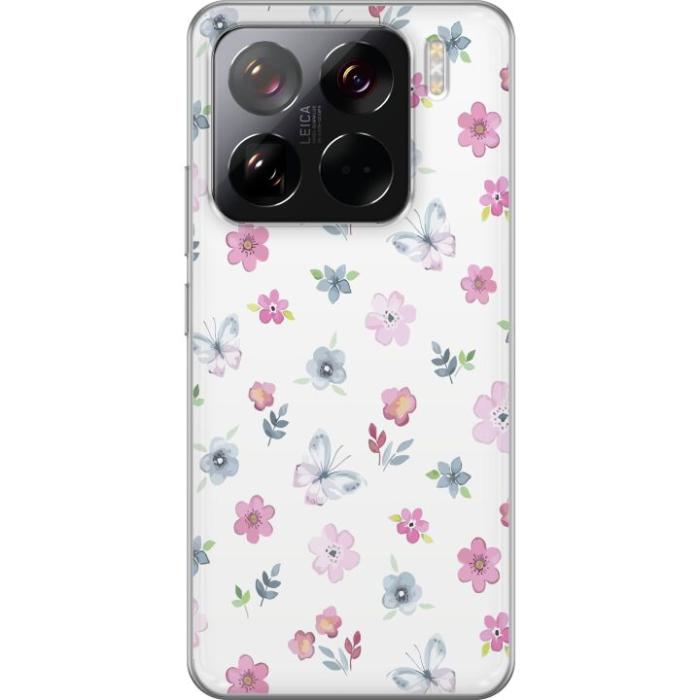 iSecrets - Genomskinligt Skal kompatibel med Xiaomi 15 Pro med Blommor och fjärillar