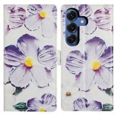 OEM - Samsung Galaxy S26 Plus Fodral M&ouml;nstertryck Flip Konstl&auml;der - Lila Blomma