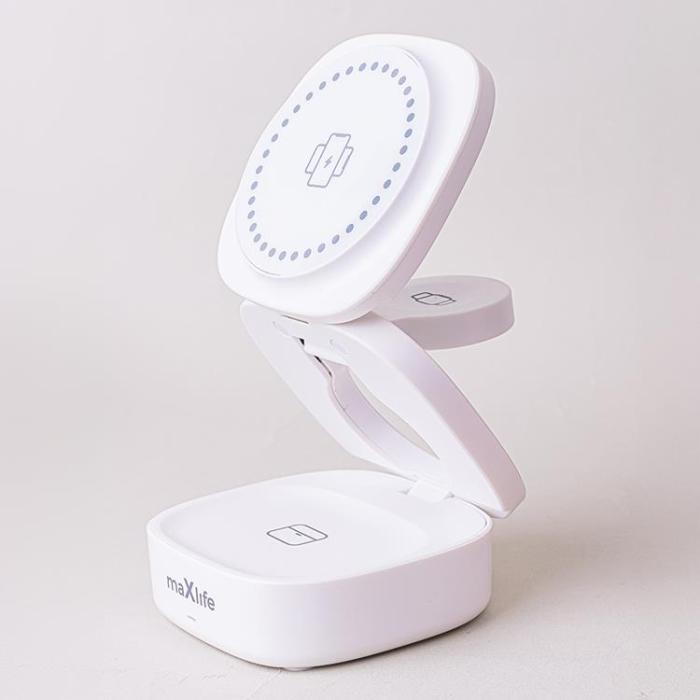 Maxlife - Maxlife 3-in-1 Trådlös Laddare Magnetisk 15W - Vit