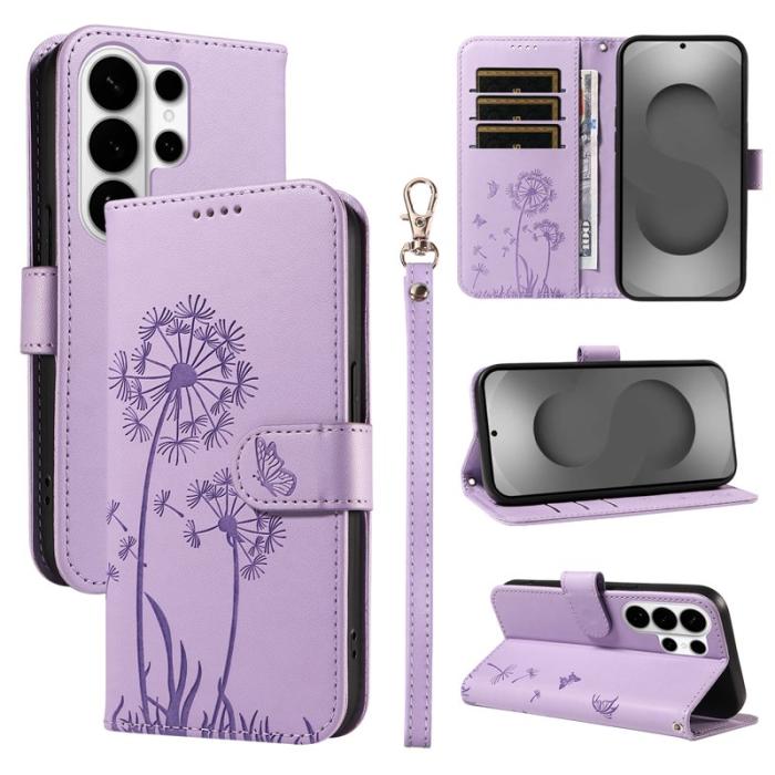 OEM - Samsung Galaxy S26 Ultra Fodral Äkta Läder Med Rem Dandelion - Lila