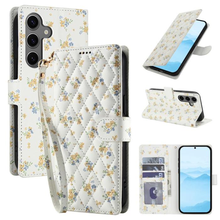 OEM - Samsung Galaxy S26 Plus Plånboksfodral Rhombic Blommönster Konstläder - A5