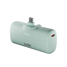 SBS - SBS Powerbank 5000mAh 10W med USB-C Hamn EcoPower - Grön