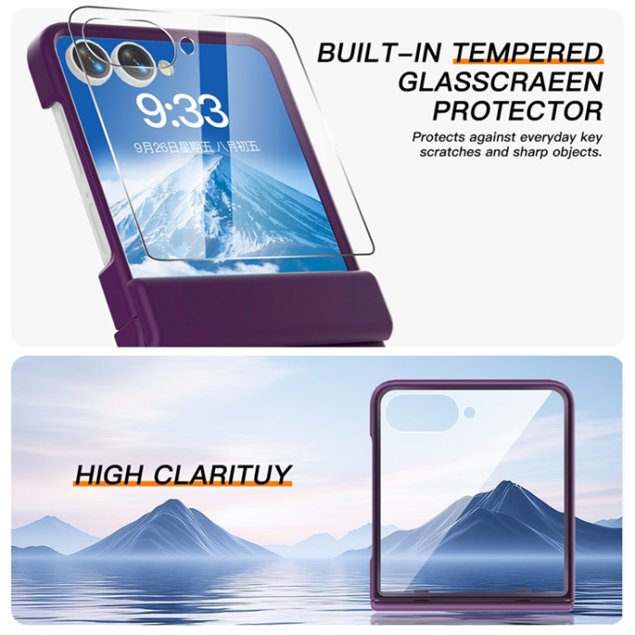 A-One Brand - Galaxy Z Flip7 Mobilskal Hinge Protection Kickstand - Mörklila