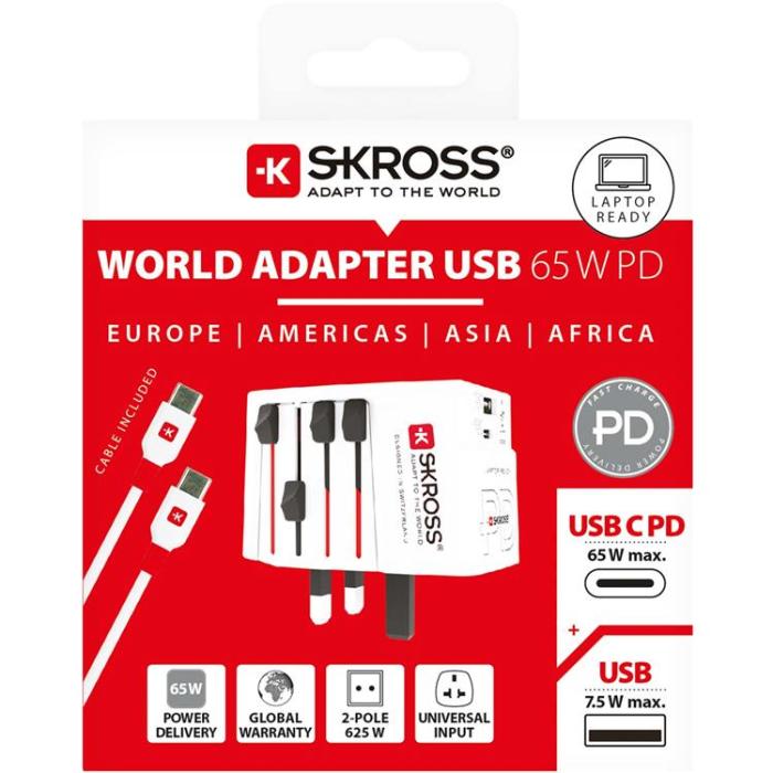 SKROSS - SKROSS World Adapter USB-A/USB-C - Vit