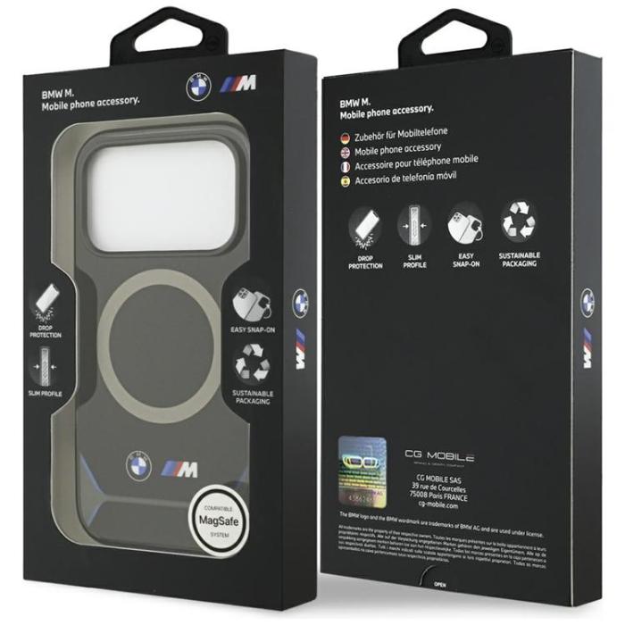 BMW - BMW iPhone 17 Pro Mobilskal MagSafe Metal Buttons & Logo - Svart