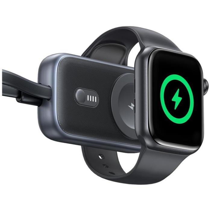 USAMS - USAMS Trådlös Laddare Apple Watch Med Powerbank 1200mAh - Titanium