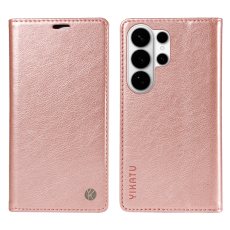YIKATU - YIKATU Galaxy S26 Ultra Plånboksfodral Litchi Läder - Roséguld