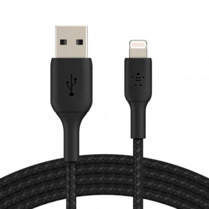 UTGATT1 - BELKIN Flätad USB-A Till Lightning Kabel 1M - Svart
