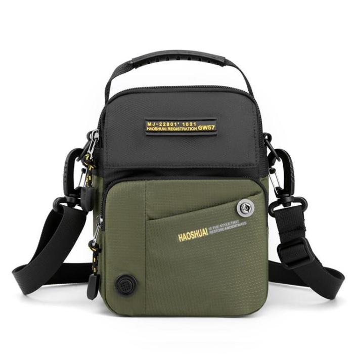 HAOSHUAI - HAOSHUAI Crossbody Väska Nylon - Armygrön