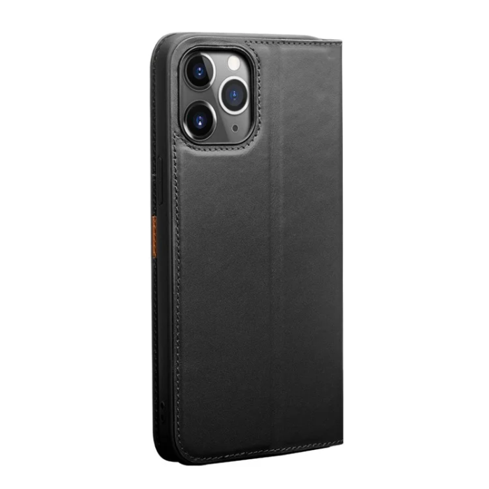 QIALINO - Qialino iPhone 12 Pro Max Plånboksfodral Äkta läder - Svart
