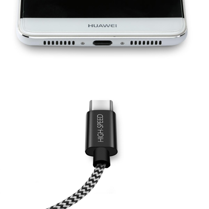 SiGN - SiGN Skin USB-C till USB-A kabel 2.1A 3m - Svart/Vit