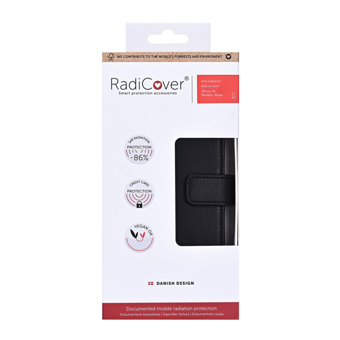 Radicover - RADICOVER iPhone Air Plånboksfodral Strålningsskydd 3 Kort RFID - Svart
