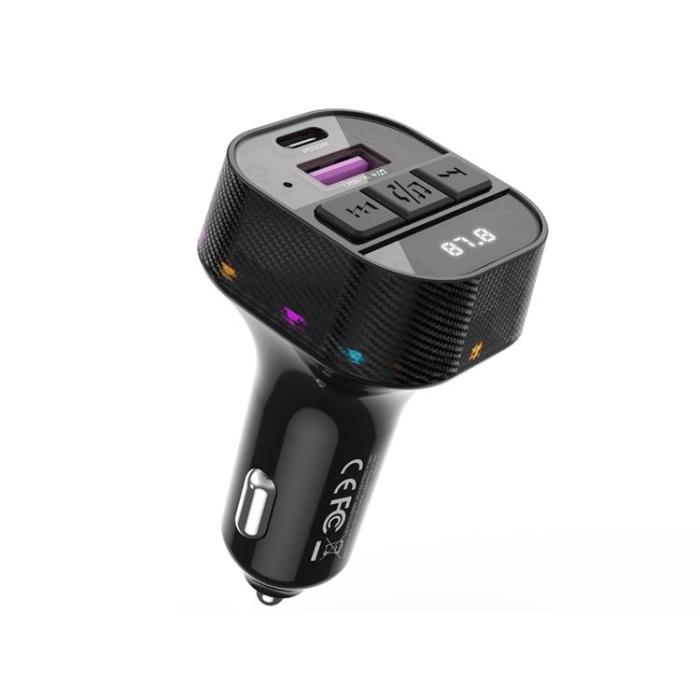 XO - XO FM-sändare Bluetooth Med Billadare 30W + Lightning Kabel - Svart