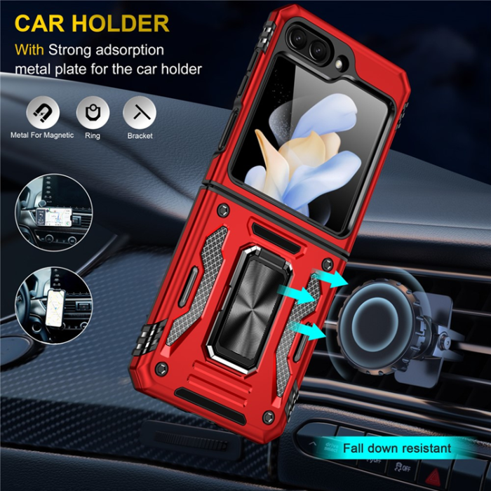 A-One Brand - Galaxy Z Flip7 FE/Z Flip6 Mobilskal Armor Kickstand - Röd