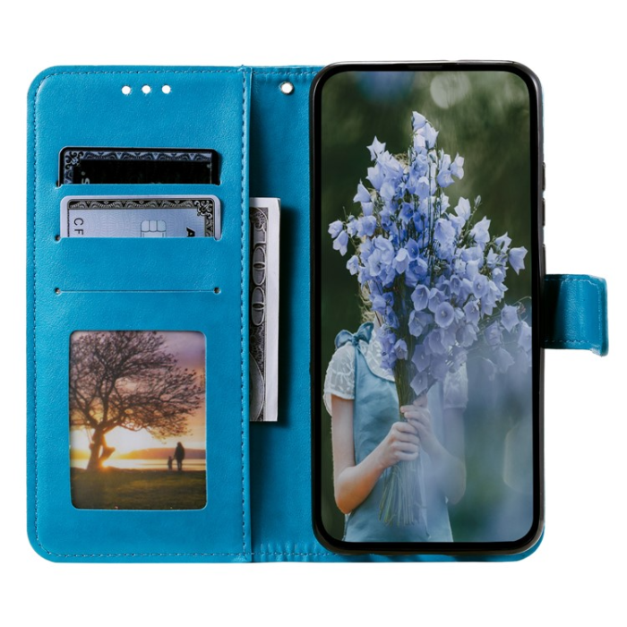 OEM - Galaxy A24 4G Plånboksfodral Imprinted Mandala Flower - Blå