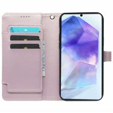 OEM - Samsung Galaxy A37 Pl&aring;nboksfodral Konstl&auml;der St&auml;ll - Ros&eacute;guld
