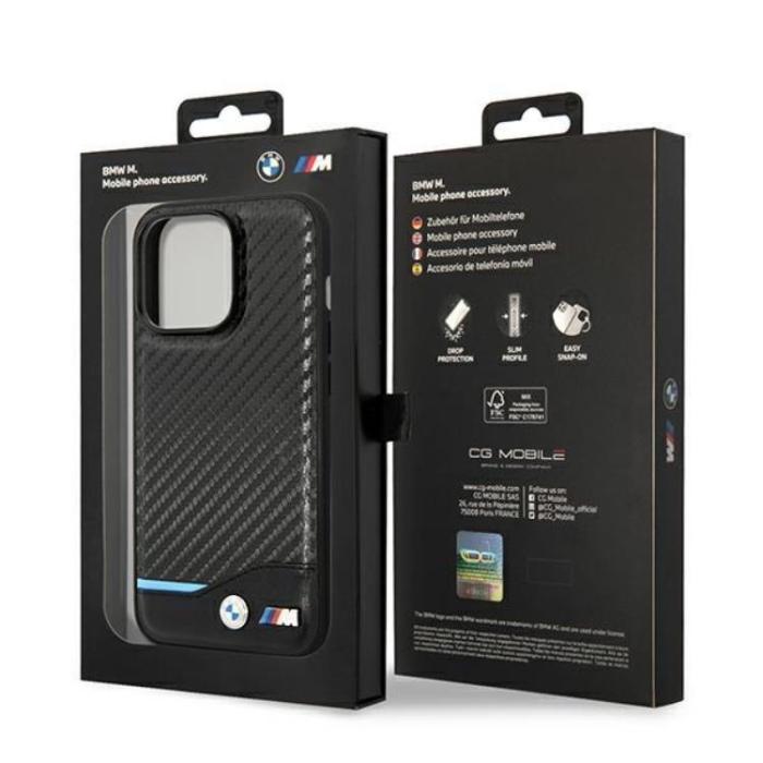 BMW - BMW iPhone 14 Pro Max Skal Läder Carbon - Svart