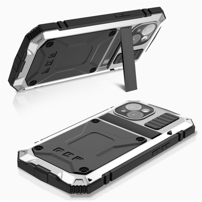 R-JUST - R-JUST iPhone 15 Plus Mobilskal med Härdat Glas - Silver