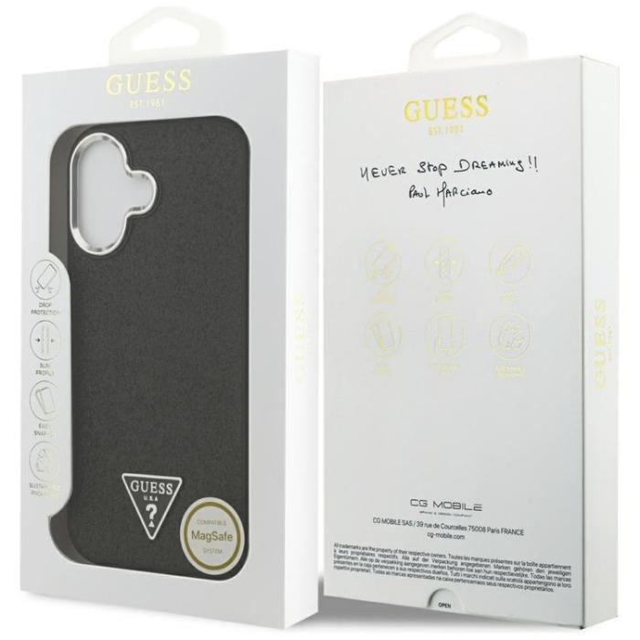 Guess - Guess iPhone 17 Mobilskal MagSafe Glitter Triangle Logo - Svart