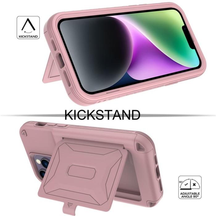 OEM - iPhone 14 Plus Skal Korthållare Mirror Kickstand - Rosa