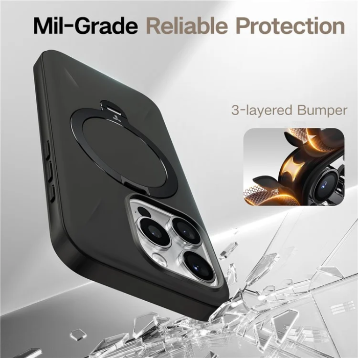 Torras - Torras iPhone 16 Pro Max Mobilskal Magsafe Ostand Q Pro - Svart