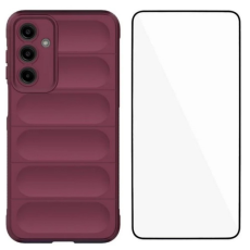 WANLONFENG - WANLONFENG Galaxy A26 Mobilskal med Härdat Glas HD - Vinröd