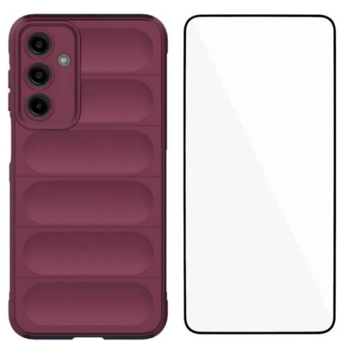 WANLONFENG - WANLONFENG Galaxy A26 Mobilskal med Härdat Glas HD - Vinröd