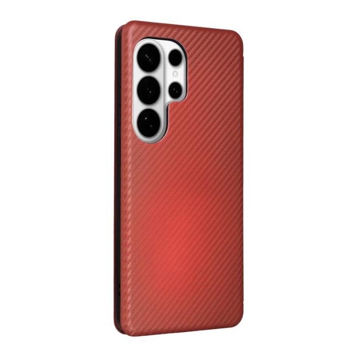 OEM - Mobilskal till Samsung Galaxy S26 Ultra Kolfiber Textur Konstläder Brun