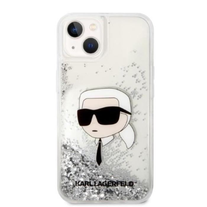 KARL LAGERFELD - Karl Lagerfeld iPhone 14 Plus Skal Glitter Karl Head - Silver