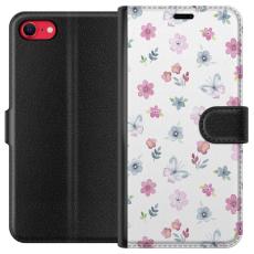 iSecrets - Pl&aring;nboksfodral till Apple iPhone 8 med Blommor och fj&auml;rillar