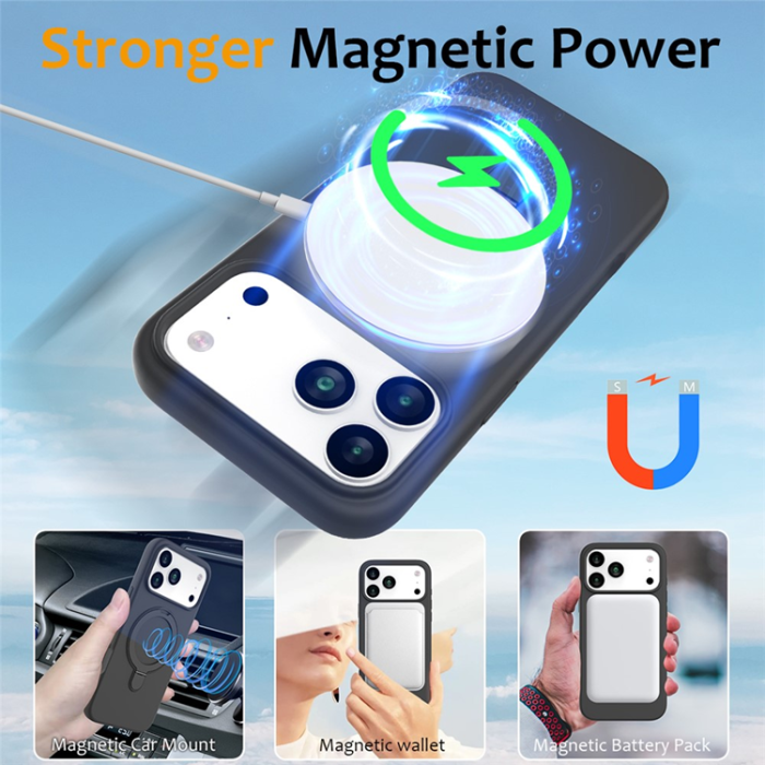 A-One Brand - iPhone 17 Pro Max Mobiskal MagSafe Kickstand PC+Silikon - Grå
