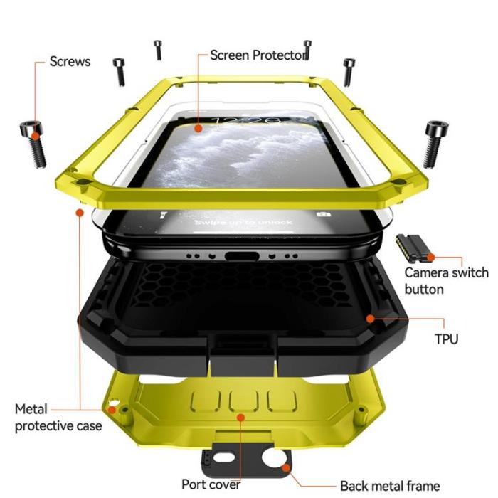 R-JUST - R-JUST iPhone Air Mobilskal Med Härdad Glas - Gul