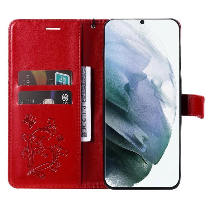 OEM - Butterfly Imprinted Fodral Galaxy S22 Plus - Röd