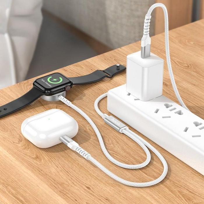Hoco - Hoco 2-in-1 Trådlös laddare Apple Watch - Vit