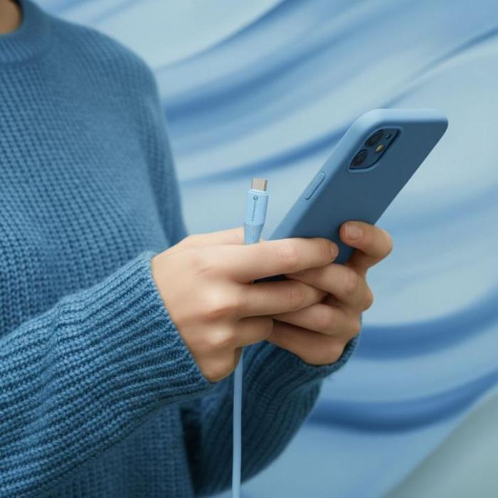 Forcell - FORCELL USB-A till USB-C 66W Kabel 3A 1m QC4.0 Silikon C342 - Blå