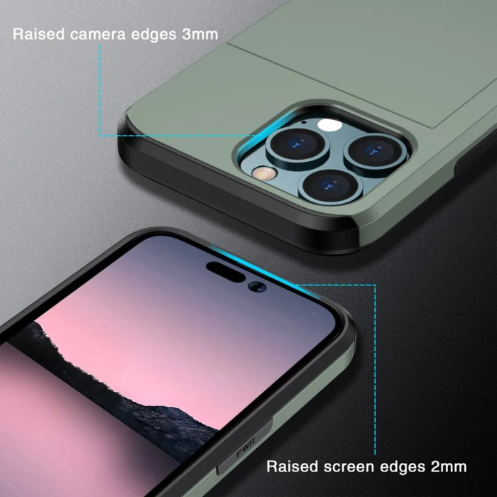 Taltech - iPhone 15 Pro Max Mobilskal Korthållare - Grön