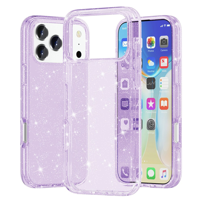 A-One Brand - iPhone 17 Pro Max Mobilskal Glittrande Puderglitter - Lila