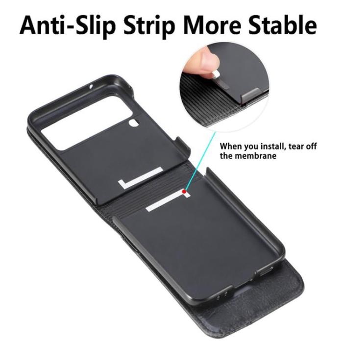 A-One Brand - Galaxy Z Flip 4 Plånboksfodral Portable Folding - Svart