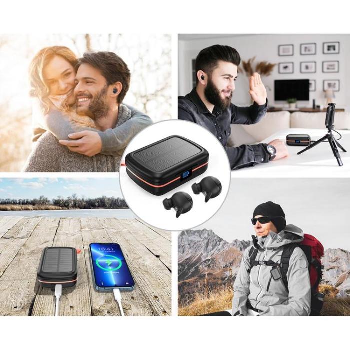 Choetech - Choetech In-ear Hörlurar BH-T05 Solar TWS med Powerbank 2500mAh - Svart