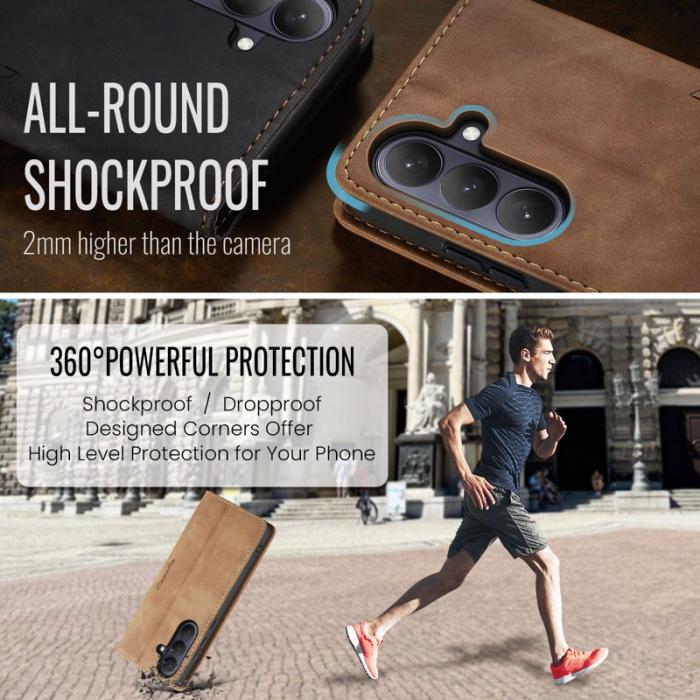 Caseme - CaseMe Plånboksfodral för Samsung Galaxy S26 Plus Konstläder Ställ - Brun