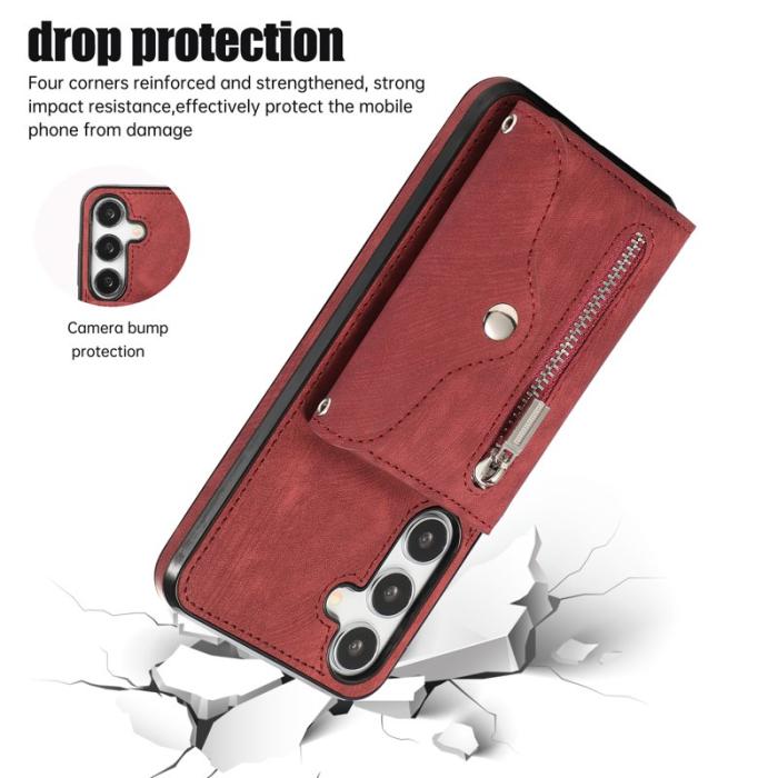 OEM - Mobilfodral för Samsung Galaxy S26 Plus Kickstand Kortfack - Röd