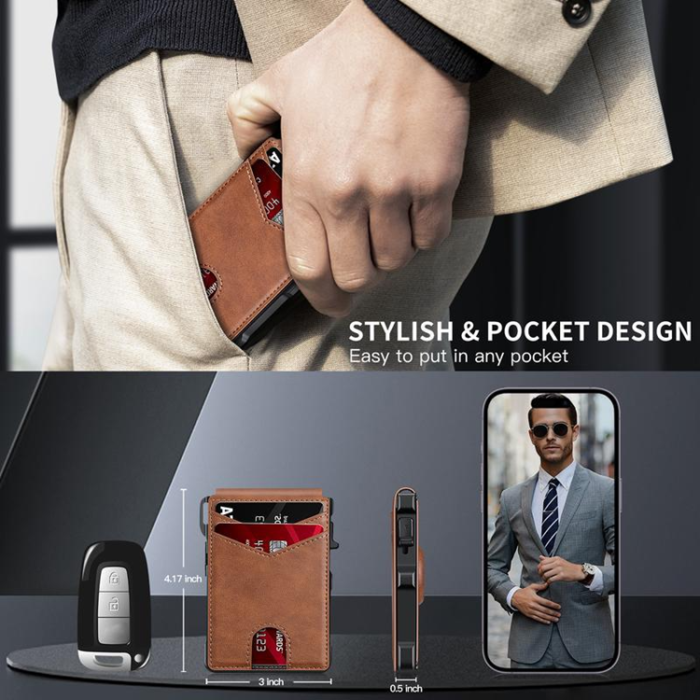 A-One Brand - Pop-Out Kort­hållare med Airtag i Läder