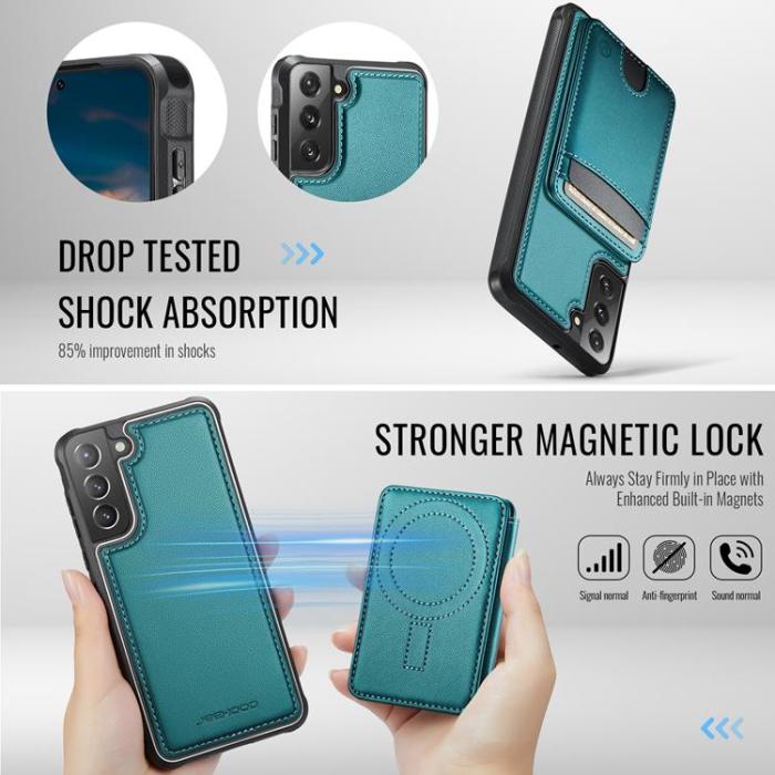 OEM - JEEHOOD Samsung Galaxy S21 FE 5G Fodral KonstLäder - Blå