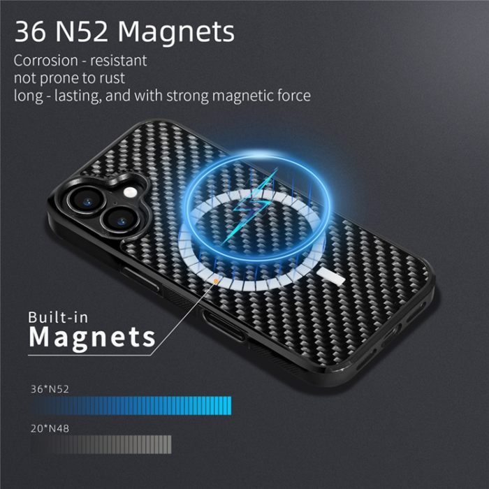 A-One Brand - iPhone 17 Mobilskal MagSafe Aramid Fiber Twill Texture - Svart