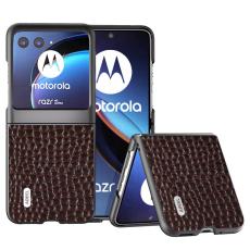 ABEEL - ABEEL Mobilskal till Motorola Razr 40 Ultra 5G &Auml;kta L&auml;der Krokodil - Brun