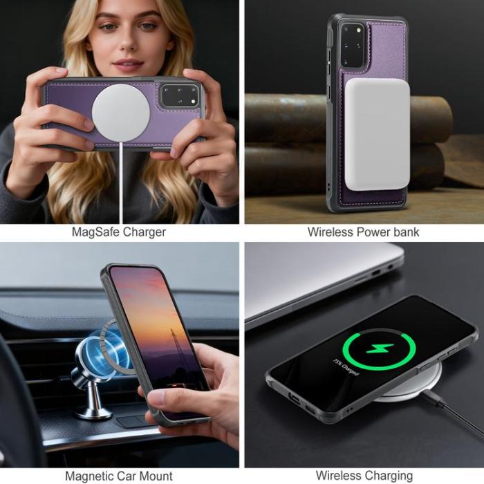 OEM - JEEHOOD Mobilskal till Samsung Galaxy S20 Plus Konstläder - Lila